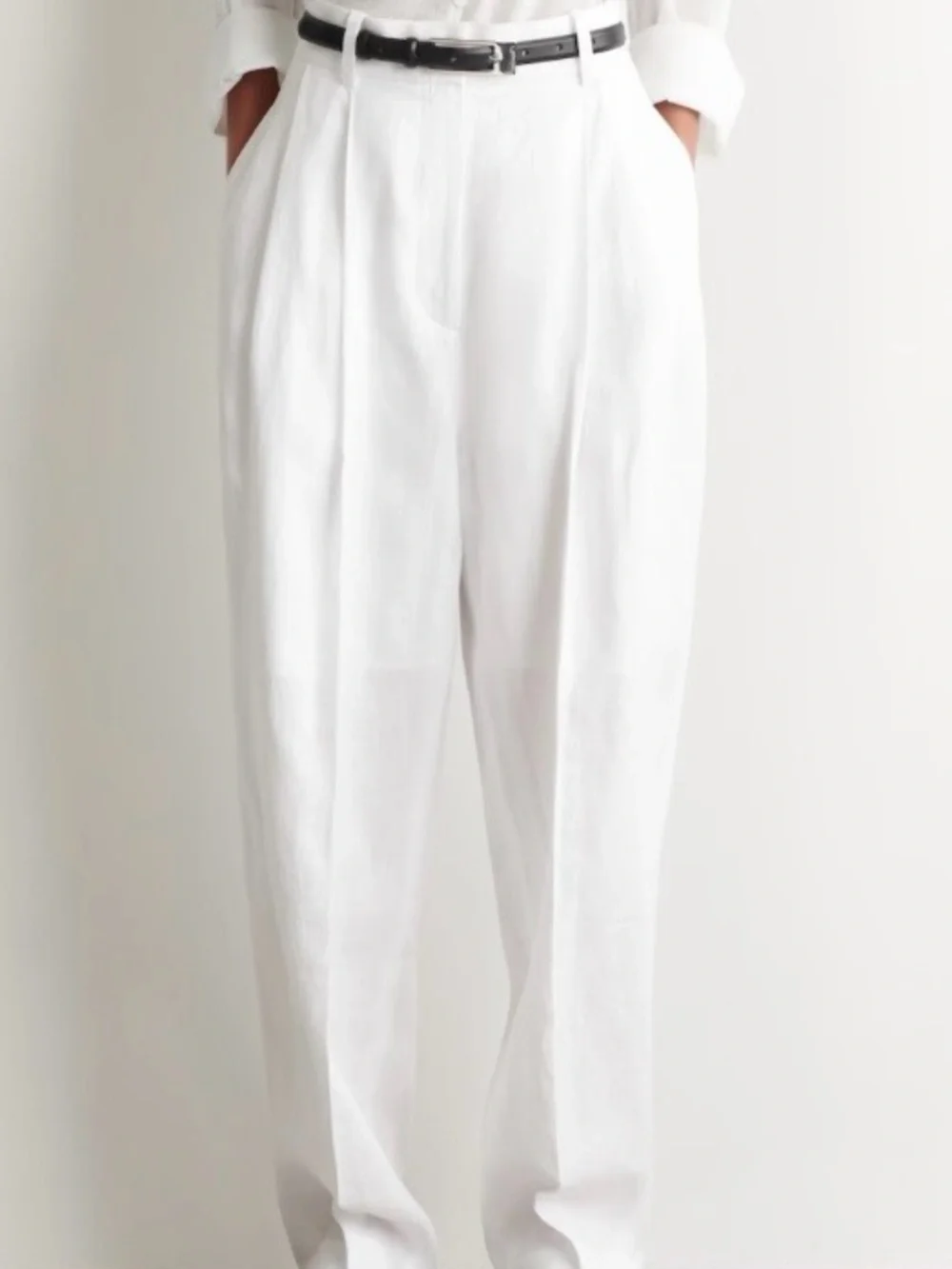 COS Tailored Linen Barrel Leg Pants in White Size 6. NWT